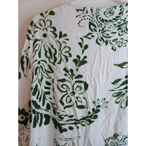 Cupshe Cover Up Tropical Dress Womens O/S Green White Floral V Neck Boho Sleeves - Picture 9 of 9